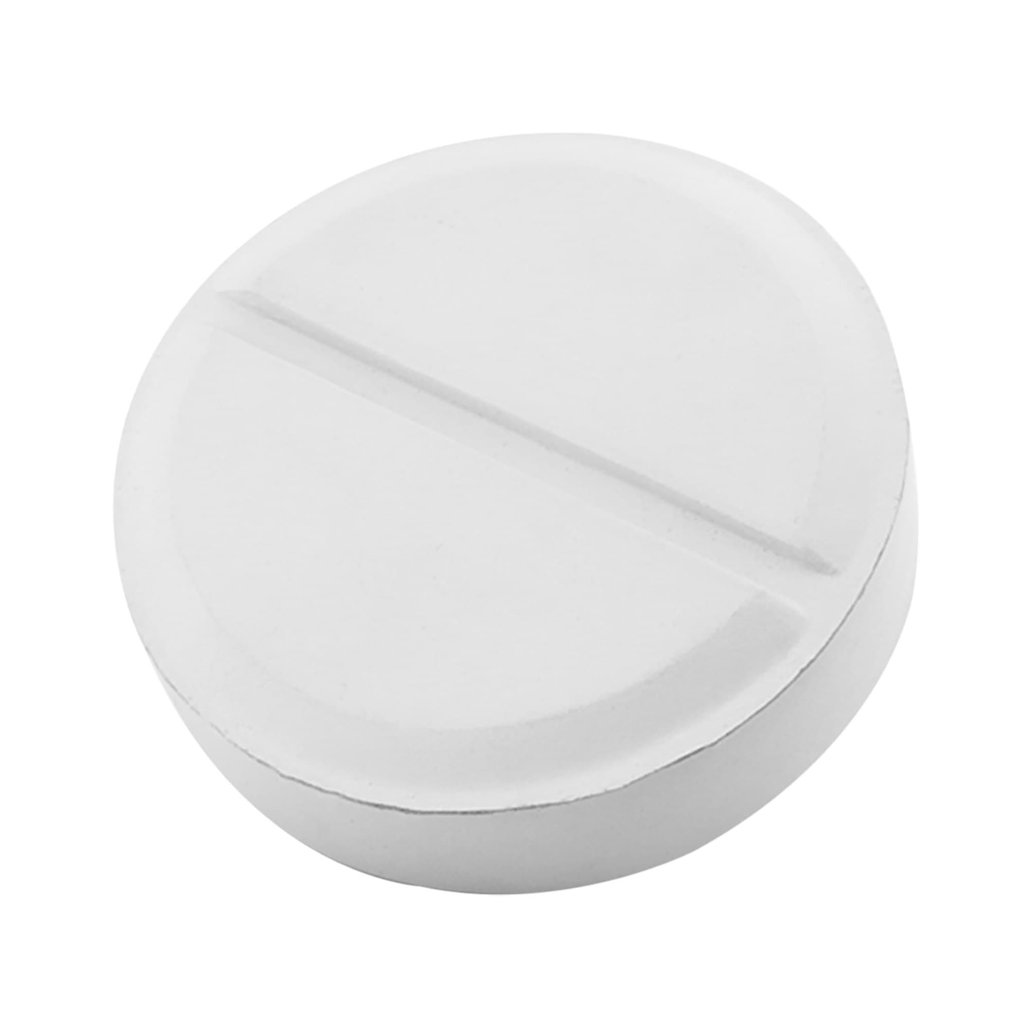 A round, white stress tablet featuring a divided design, resembling a large pill. The product has a simple, clean appearance. Stress Tablet - Image 1