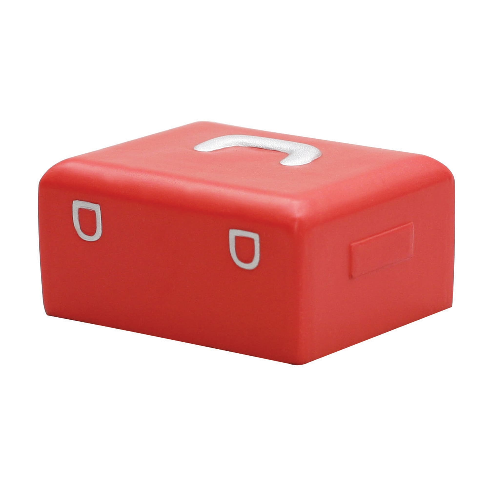 A red stress relief tool box shaped like a mini toolbox, featuring white detailing and a branding logo. Stress Tool Box - Image 1