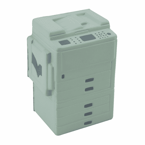 A light grey stress photocopier toy featuring realistic details, buttons, and multiple stacked drawers. Stress Photocopier - Image 1