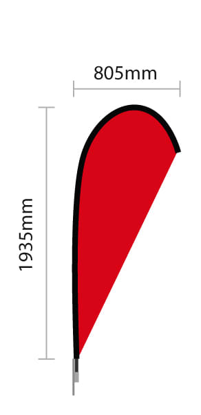 A red double-sided tear banner with black edges, measuring 805mm wide and 1935mm tall. It includes a logo. Small Double Sided Tear Banner Skin Only - Image 1