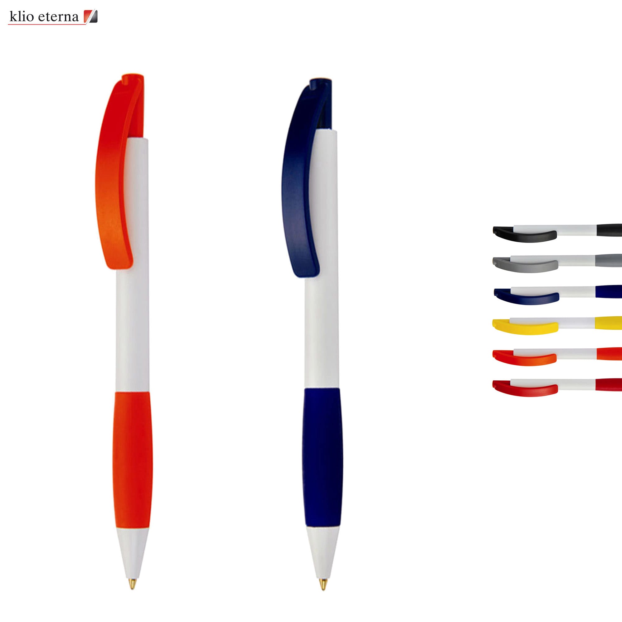 A set of plastic pens in red, blue, black, yellow, and white, featuring a logo in the corner. Tech Grip - Image 1