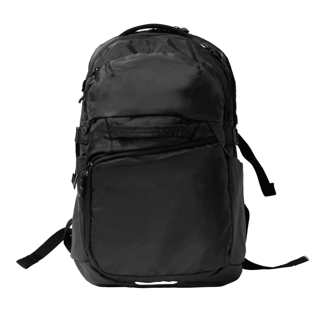 A black computer backpack with multiple compartments and a logo, designed for outdoor use. Trekk Alpine 17" Computer Backpack 42L - Image 1