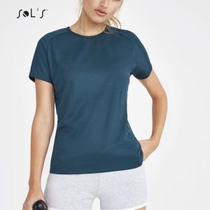 T shirt women's raglan sleeve 100% breathable polyester SPORTY