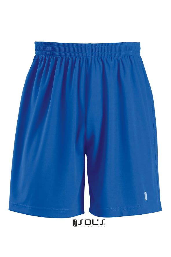 Blue shorts with an elastic waistband, featuring a logo at the bottom. Suitable for adults. SHORTS sport Basic Adults - Image 1