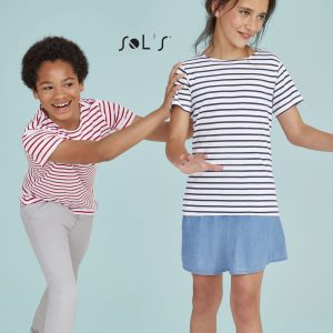 T shirt KIDS striped and round neck combed cotton MILES