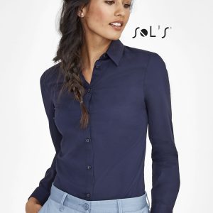 Business shirt WOMEN'S - LONG SLEEVE STRETCH SHIRT Blek