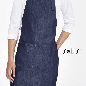 APRON made from denim with pocket