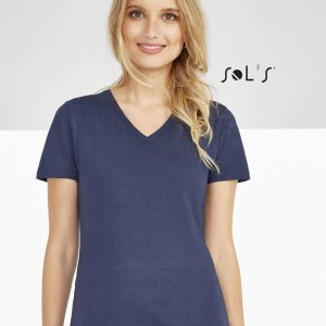 T-shirt V neck women's Jersey 190g , 100% semi combed ring spun cotton IMPERIAL