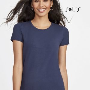 T shirt Women's round neck Jersey 95% semi combed ring spun cotton and 5% Elastane MILLENIUM