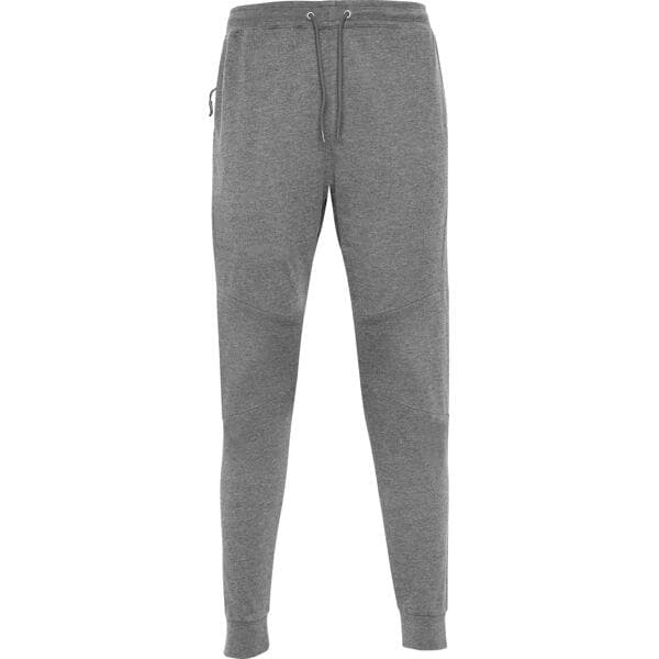 Grey track pants featuring a drawstring waistband and a side pocket, with a simple logo. Cerler Track Pants - Image 1