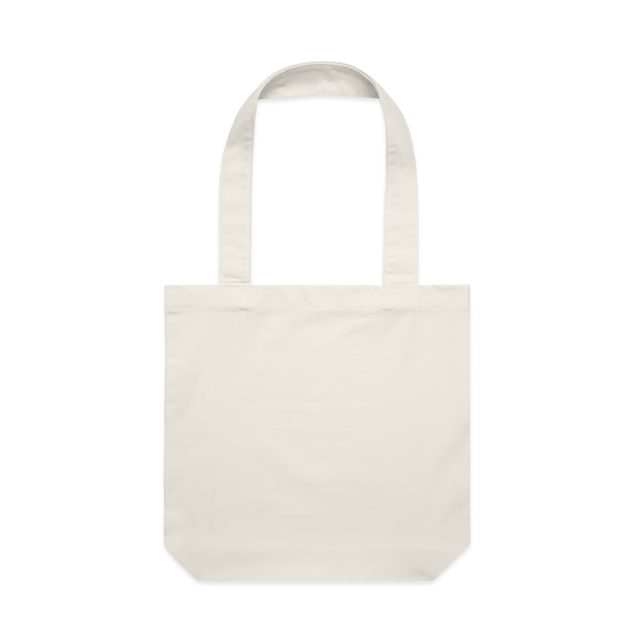 A cream-coloured tote bag with long handles and a minimalist design. It features a logo. Basic Tote - Image 1