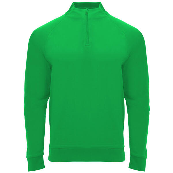 A green half zip sweatshirt with long sleeves, featuring a sleek design and a logo. Epiro Half Zip Sweatshirt (Youth) - Image 1