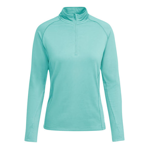 A mint green women's sweatshirt with a quarter zip and long sleeves, featuring a logo on the chest. Arlas Womens Sweatshirt - Image 1