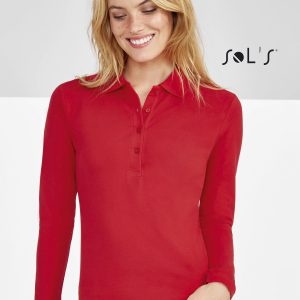 Polo shirt women's long sleeve 100% combed ring spun cotton PODIUM