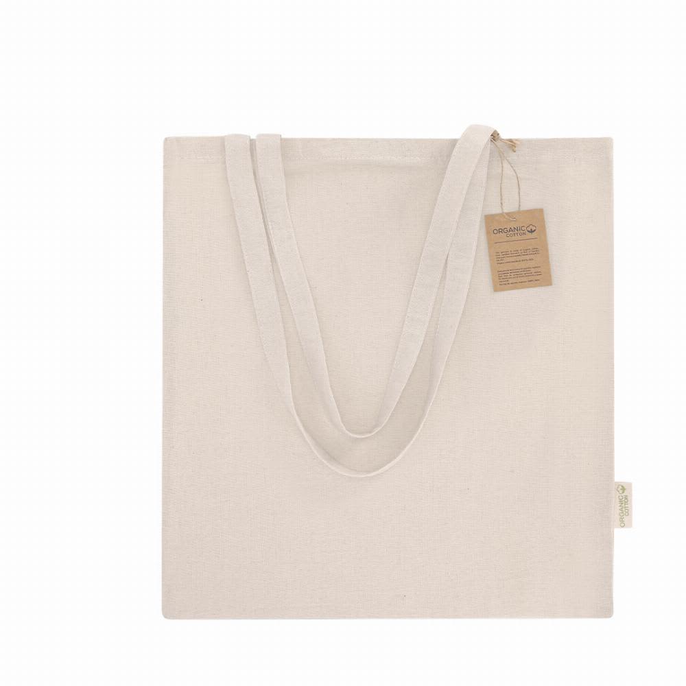 A tote bag in a light, natural cream colour, featuring two straps and a brand tag. Rumel - Image 1