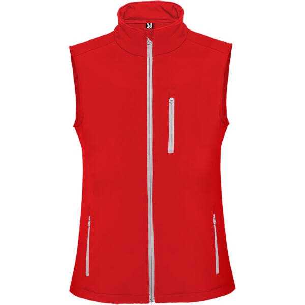 A red vest with a high collar and zippered front. It features two side pockets and one chest pocket. Nevada Vest - Image 1