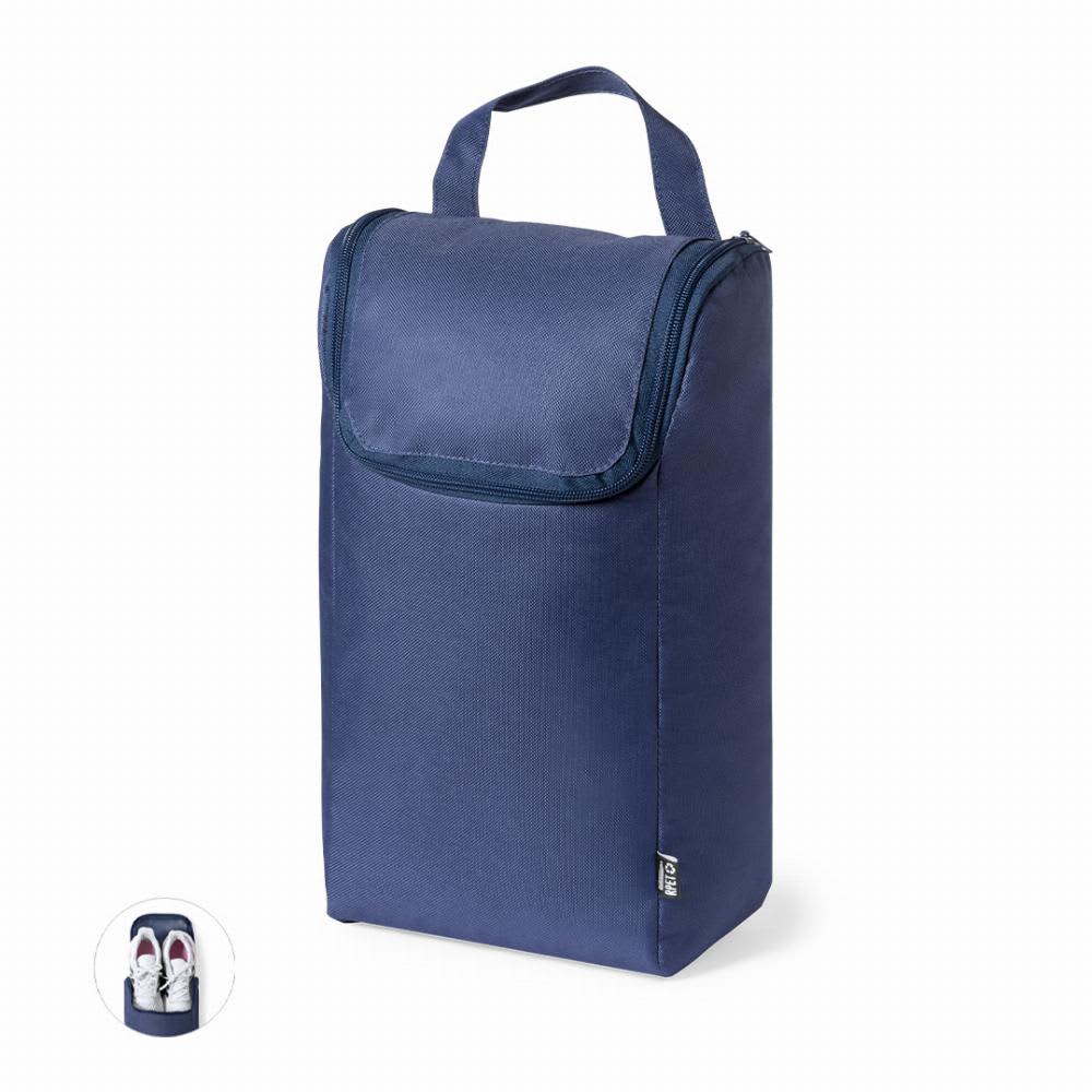 A drink bottle in navy blue with a zippered closure and a handle for easy carrying. Includes a logo on the side. Helanor - Image 1