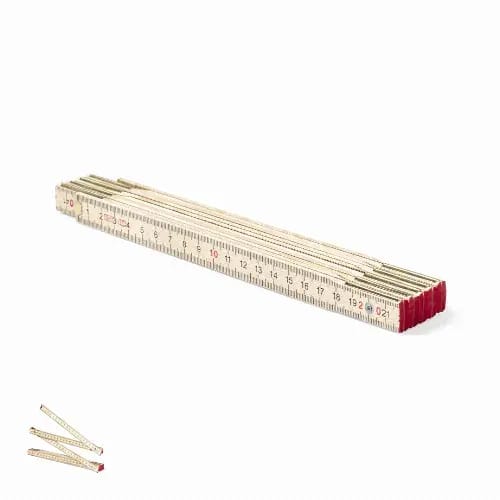 A folding ruler with measurement markings in centimetres, featuring a red end piece. Medil - Image 1