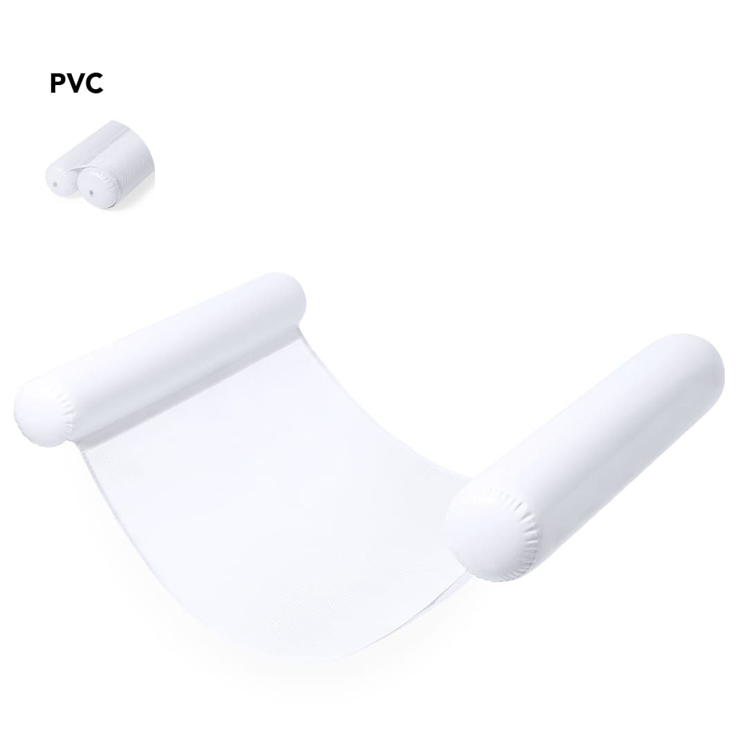 A white leisure float featuring two rounded ends and a smooth centre, made of PVC material. Tarxia Armchair - Image 1