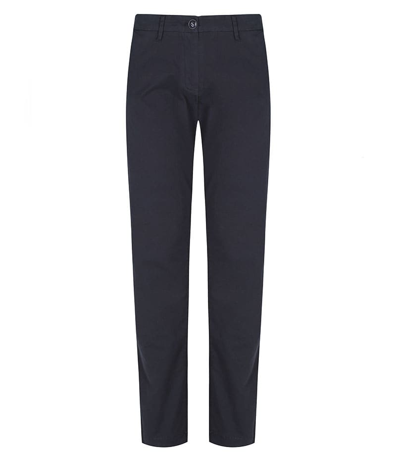 A pair of black chinos with a button and logo on the waistband, featuring straight legs and pockets. Napier Chino - Image 1
