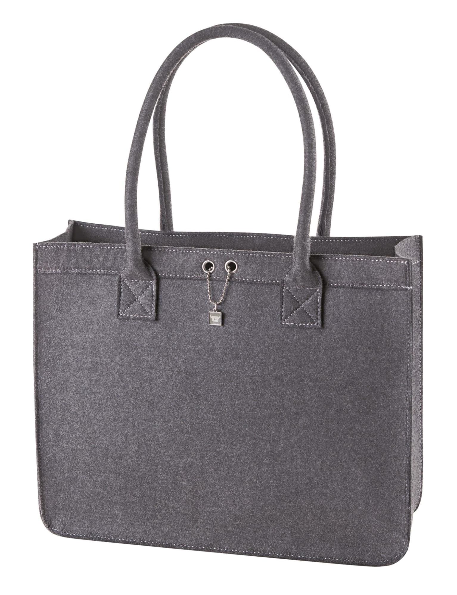 A grey tote bag with two handles and a drawstring closure, featuring a small logo. ModernClassic City Shopper - Image 1