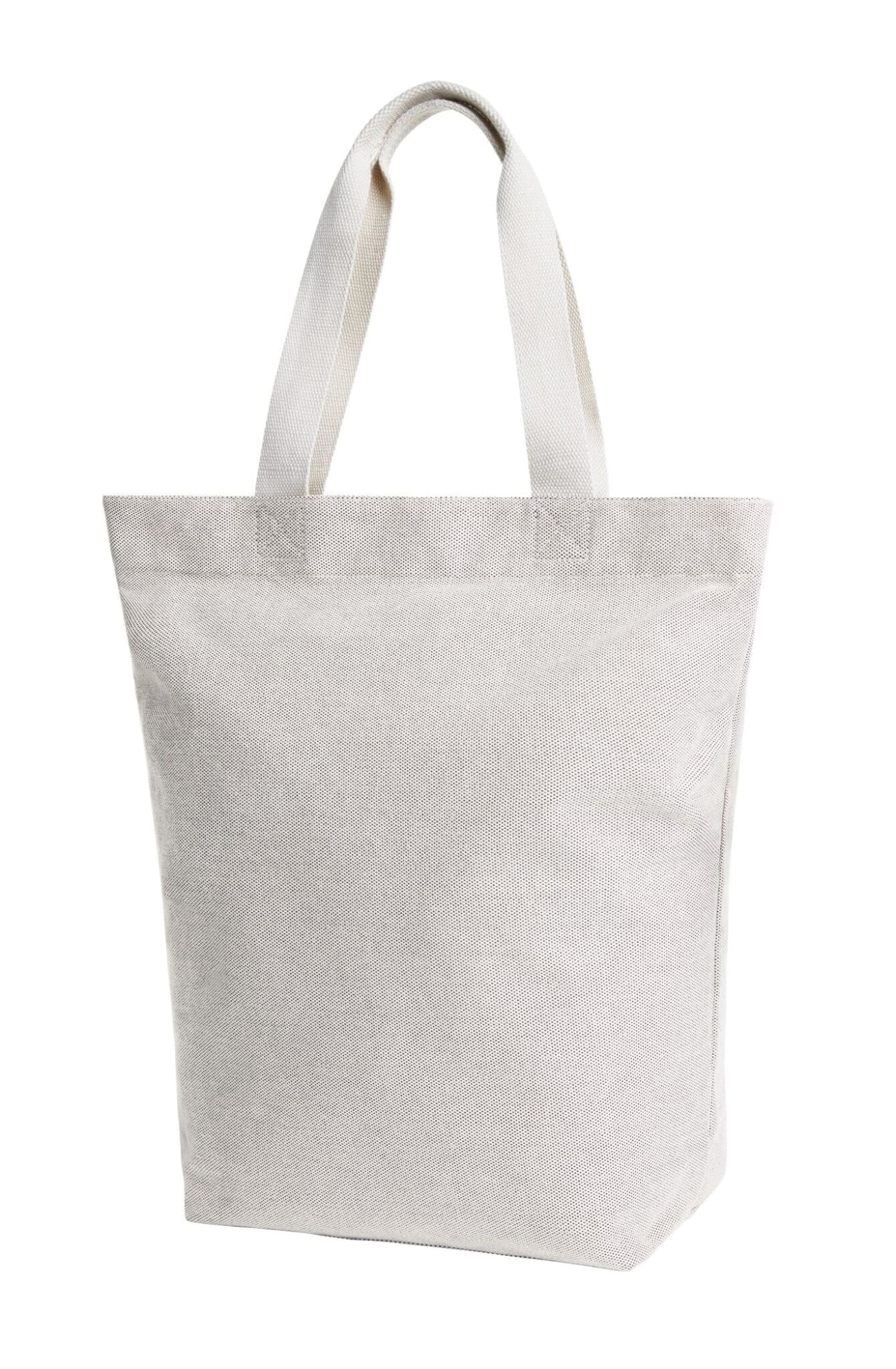 A cream-coloured tote bag with two handles and a simple design. It features a logo on the side. Loom Shopper - Image 1