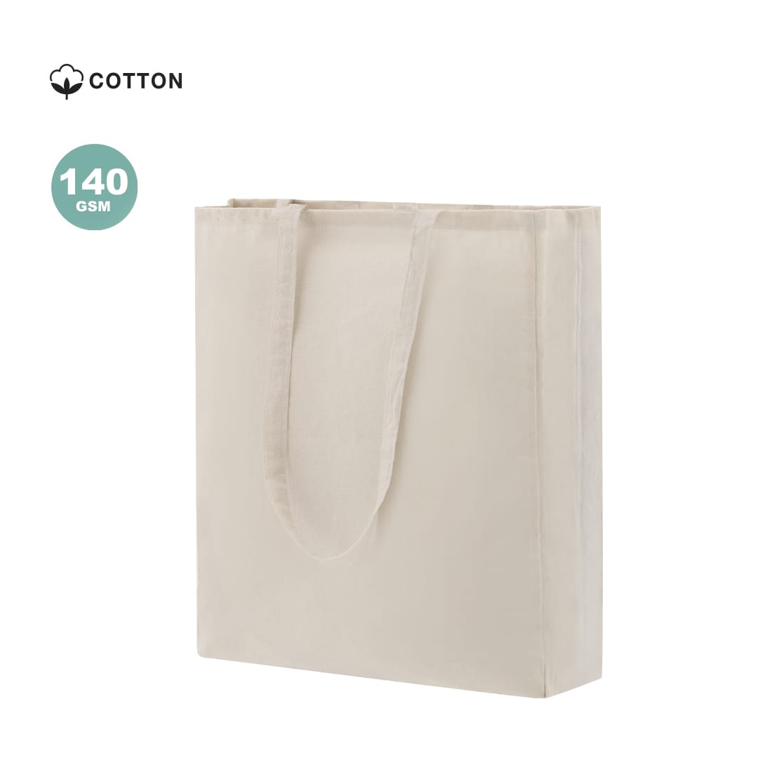 A beige cotton tote bag with long handles, featuring a simple design and a logo. Dongay Bag - Image 1
