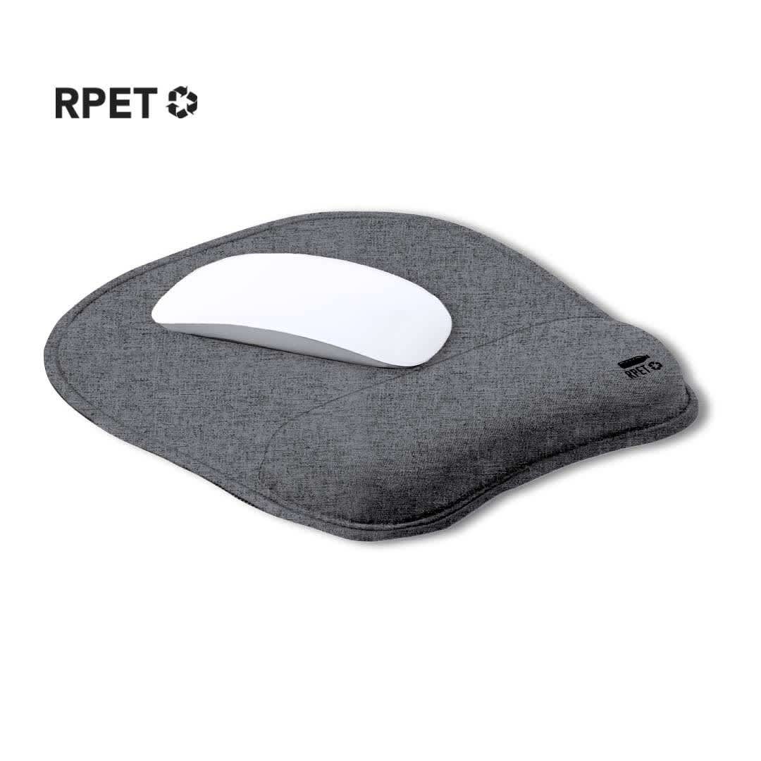 A grey mousepad with a textured surface and a white mouse. The mousepad has a logo. Freila Mousepad - Image 1