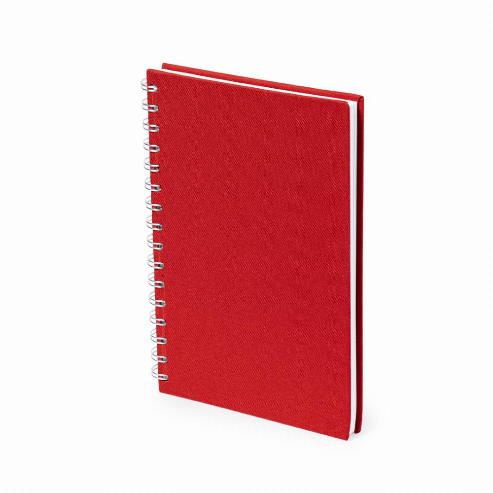 A red notebook with a spiral binding, featuring a plain cover and a simple design. Kimberly - Image 1