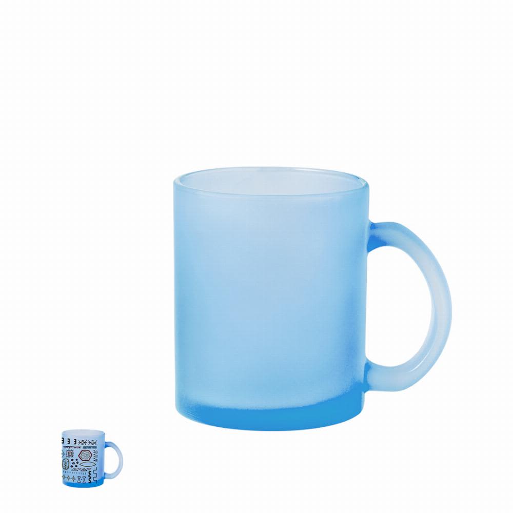 A drink bottle in a frosted light blue colour with a solid blue handle and a logo embossed on the side. Cervan - Image 1