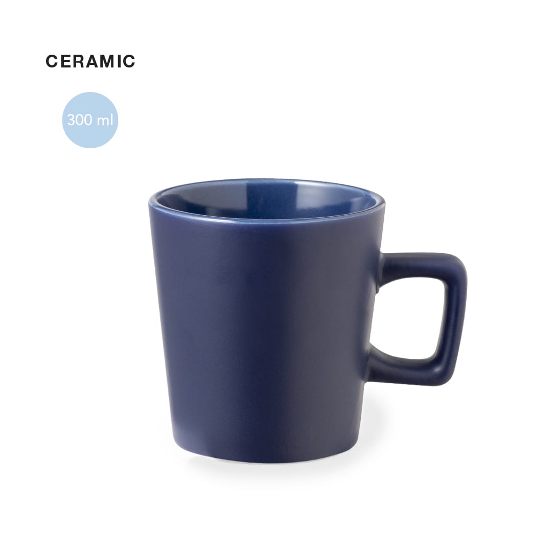 A ceramic coffee mug in navy blue with a sleek design and a sturdy handle, holding 300 ml. Maiba Mug - Image 1