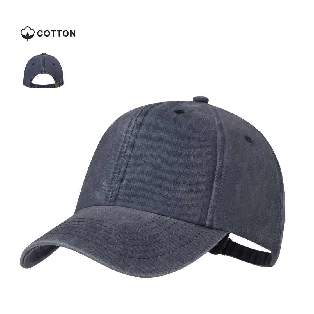 A dark blue cotton cap with an adjustable strap and a curved brim, featuring a logo on the side. Bongs Cap - Image 1