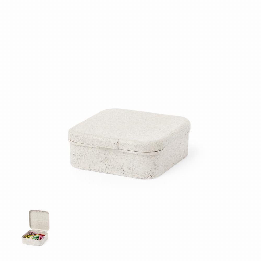A storage box with a square shape in a light grey colour, featuring a lid and a smooth surface. Andrus - Image 1