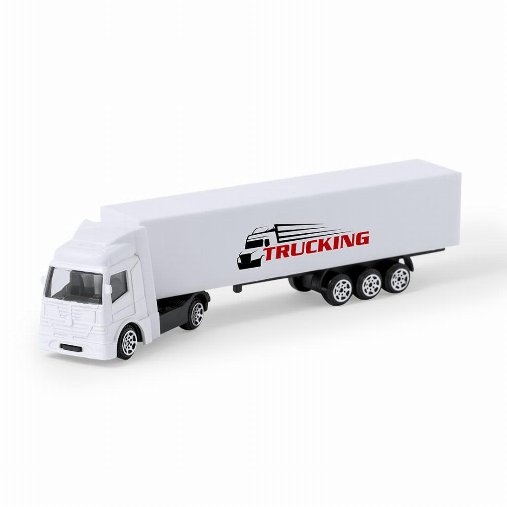 A toy truck in white and black, featuring a branded trailer, designed as a novelty item. Truck - Image 1