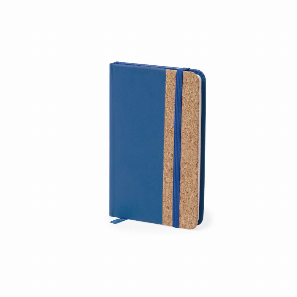 A notebook featuring a blue cover with a cork accent and an elastic closure. Tierzo - Image 1