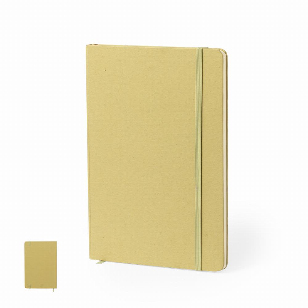 A notebook with a yellow cover and an elastic band closure, featuring a plain design. Faty - Image 1