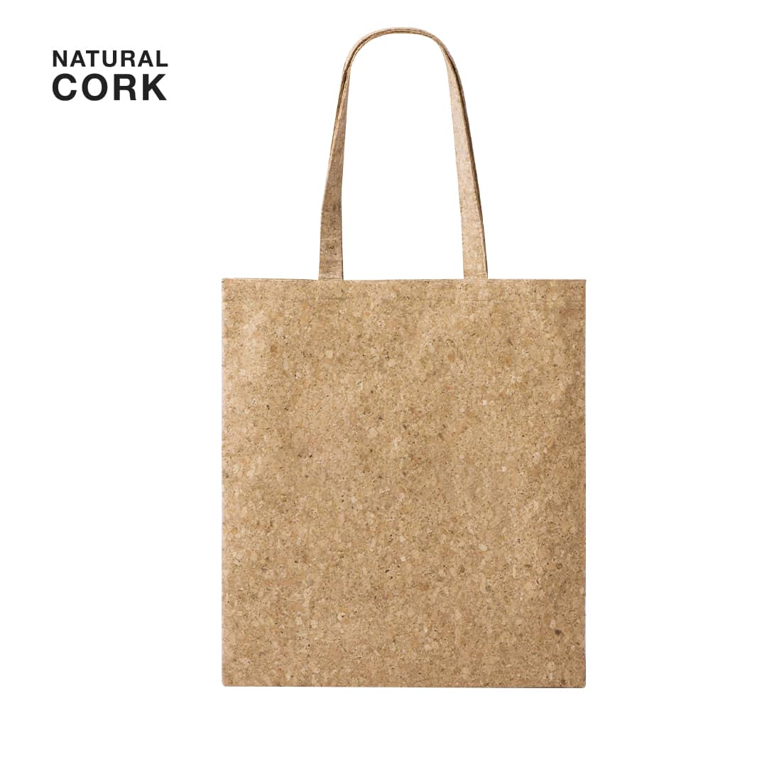 A natural cork tote bag with two long handles and a simple design. The bag features a logo. Lyrixon Bag - Image 1