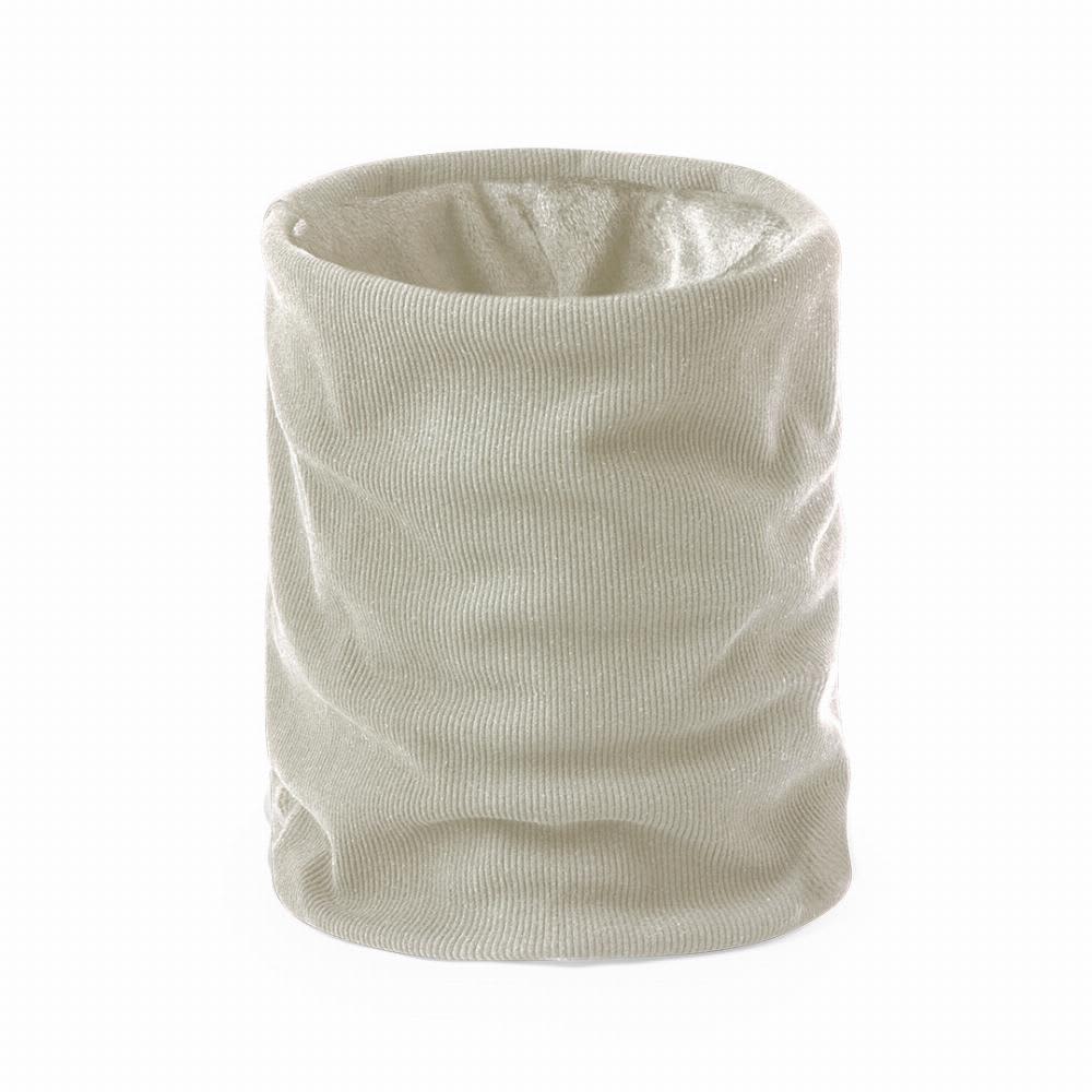 A fabric snood in a light beige colour, featuring a ribbed texture. It has a simple, unembellished design. Rehony - Image 1