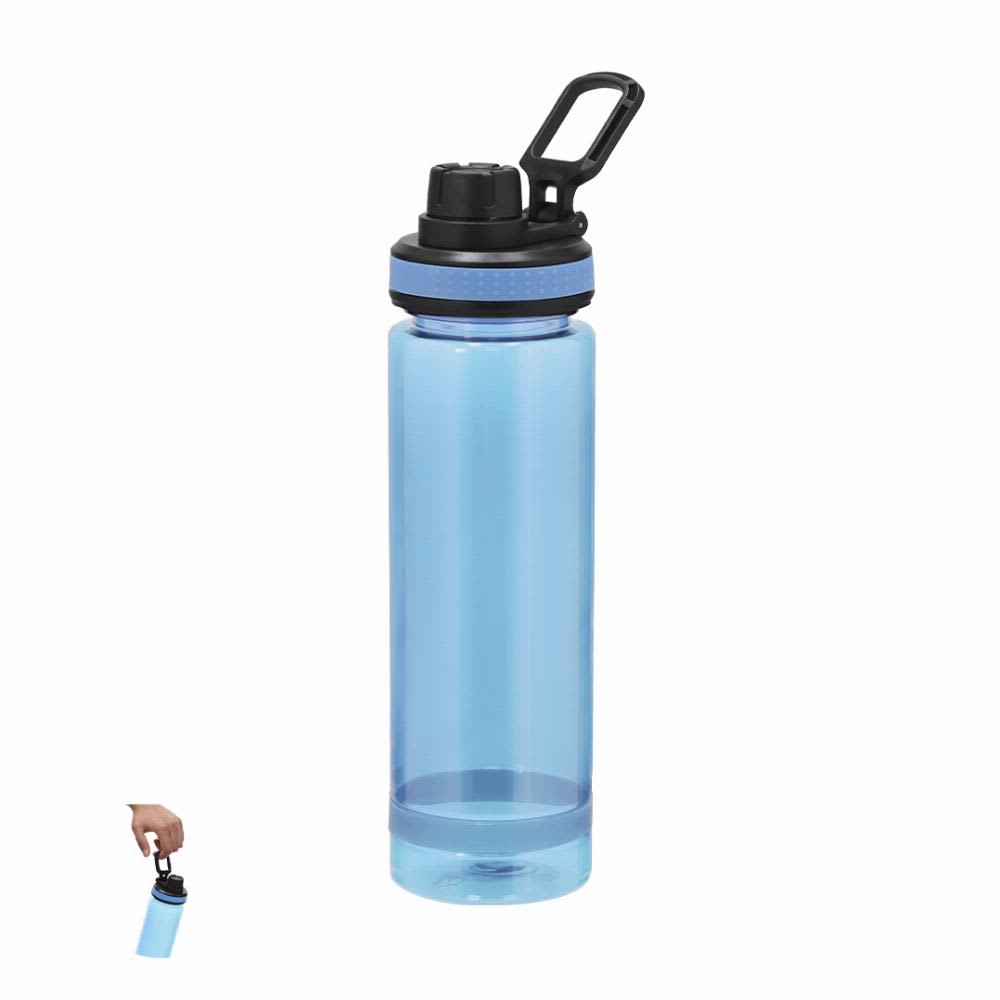 A drink bottle in blue with a black lid and handle, featuring a branding logo on the side. Ziffel - Image 1