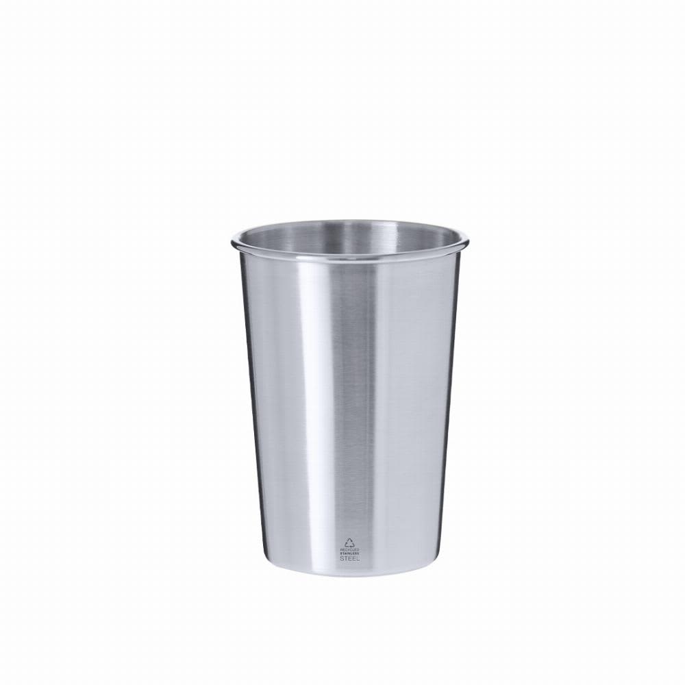 A drink bottle made of stainless steel, featuring a sleek, polished silver finish. It has a simple, modern design. Hidex - Image 1