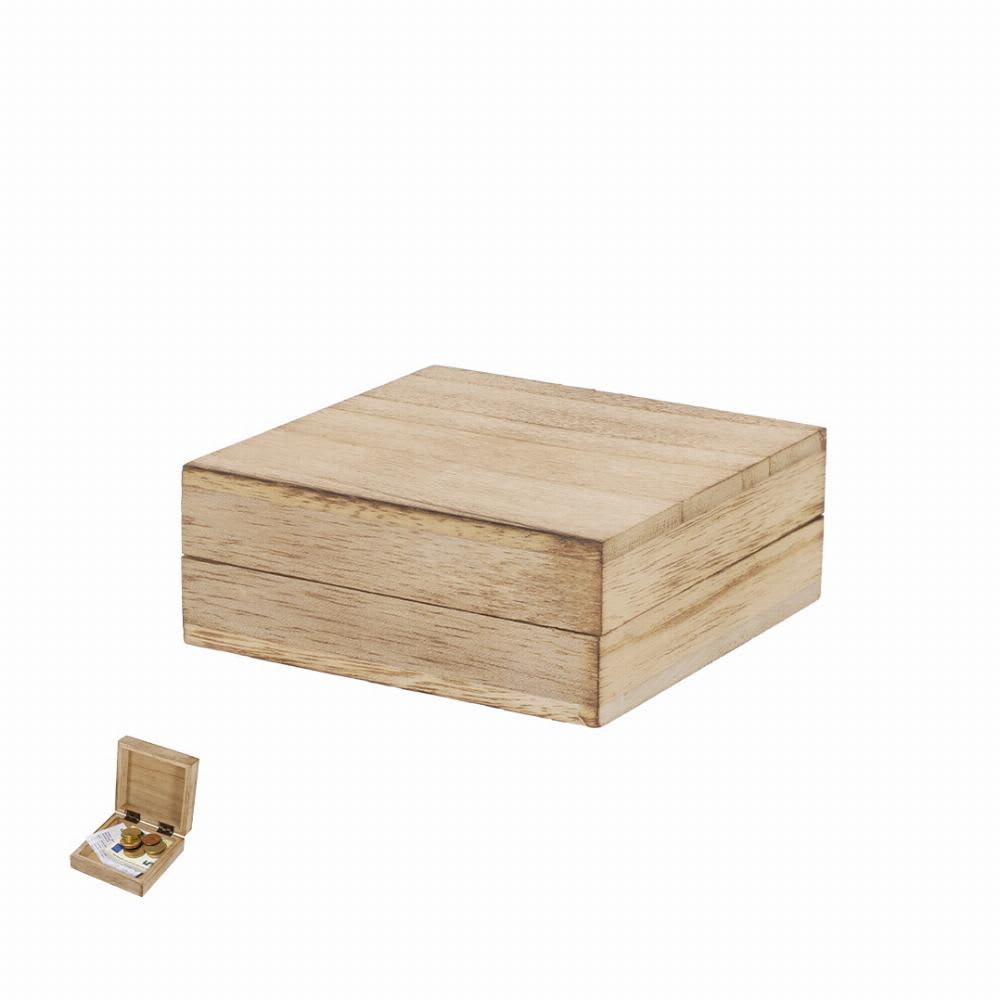 A wooden box with a natural finish, featuring a smaller box inside it. Macalix - Image 1