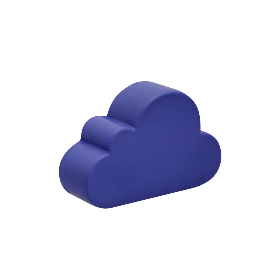 A purple cloud-shaped stress ball with a smooth texture and rounded edges. It has a simple design and a logo on one side. Phirax Antistress - Image 1