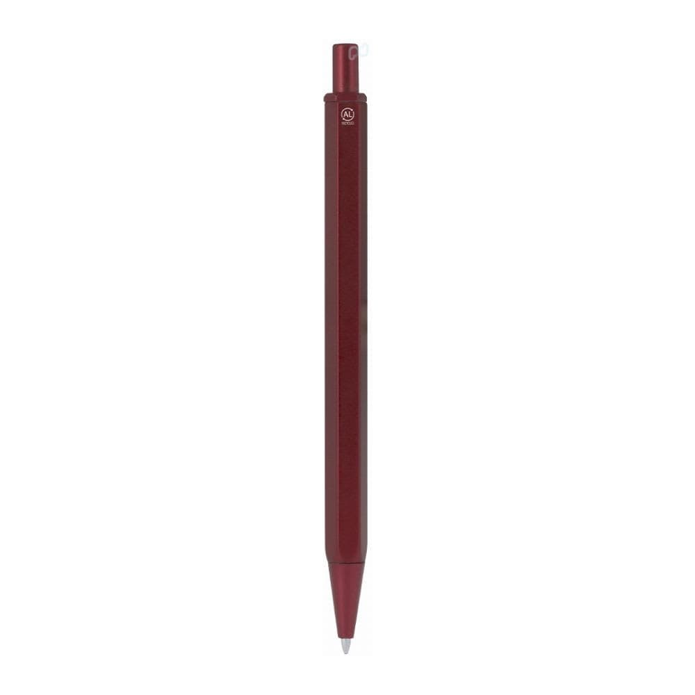 A pen in a dark red finish with a sleek, modern design and a logo on the clip. Tinful - Image 1