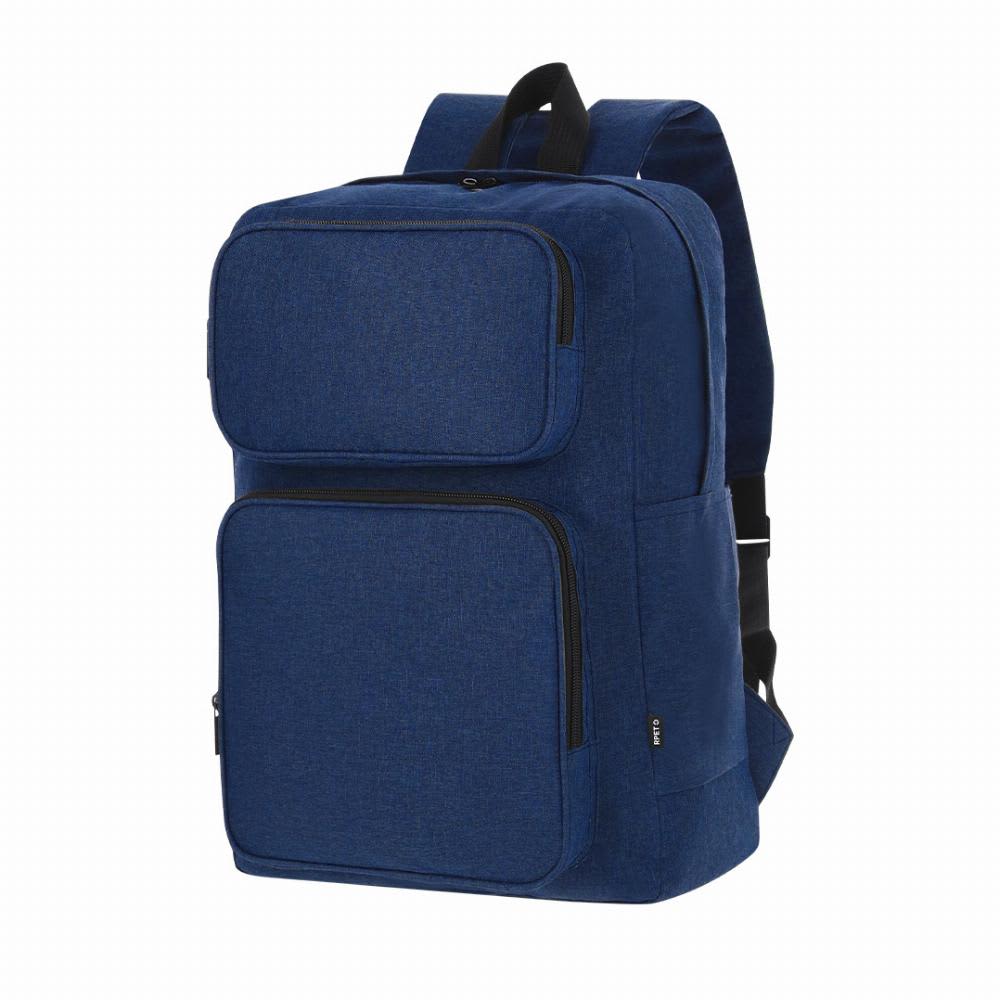 A navy blue backpack featuring multiple zippered compartments and padded shoulder straps. Necco - Image 1