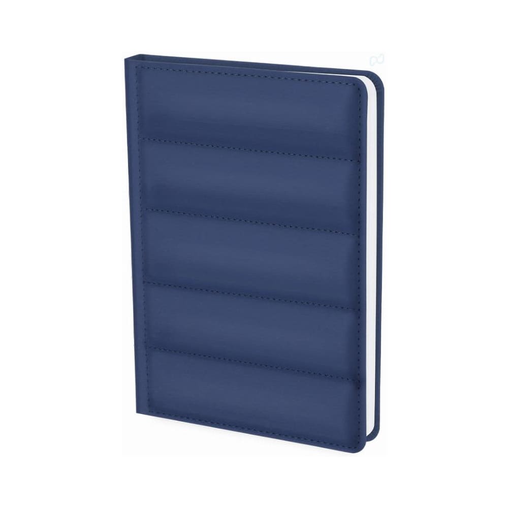 A navy blue notebook with a textured cover featuring horizontal stripes. It has a white inner lining. Walpol - Image 1