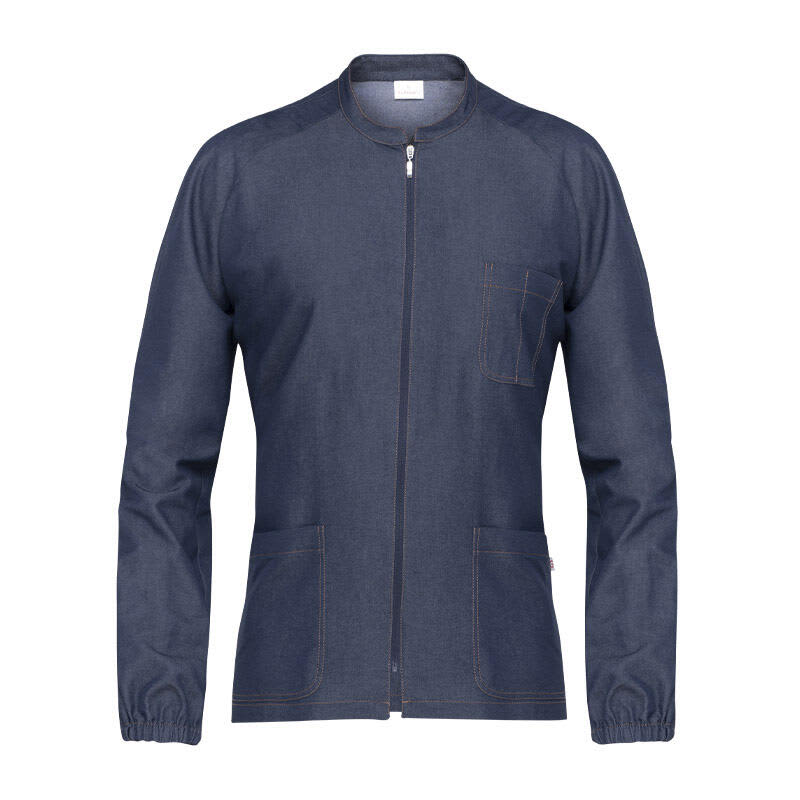 A navy blue Remy Tunic featuring a zip front, long sleeves, and a chest pocket, with two front pockets. Remy Tunic - Image 1