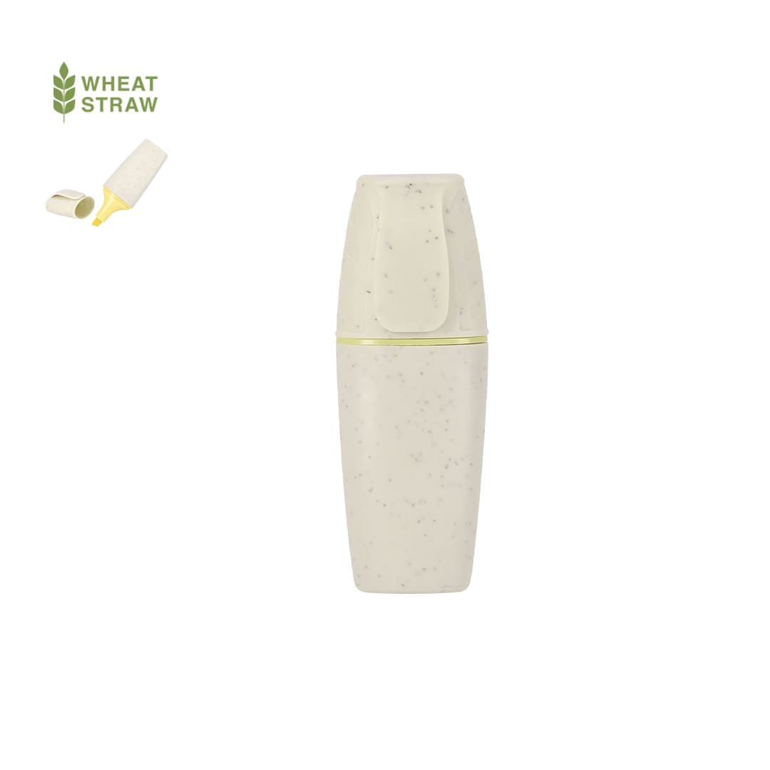 A highlighter in a light cream colour with a yellow tip, featuring a branded logo. Fonzal Highlighter - Image 1