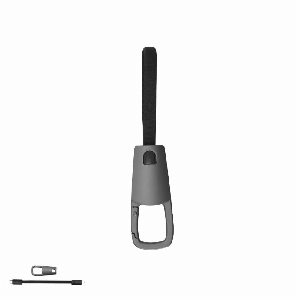 A drink bottle with a grey body and a detachable black strap, featuring a simple ergonomic design. Vinox - Image 1