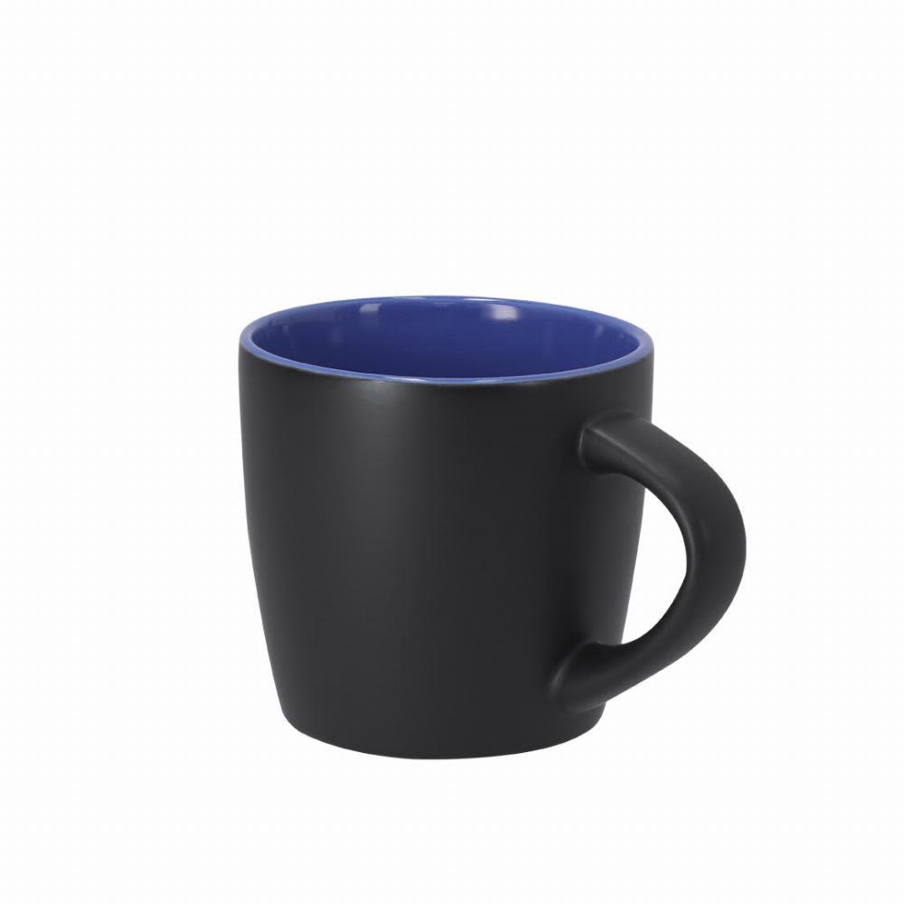 A mug with a matte black exterior and a glossy blue interior, featuring a curved handle. Bibarsi - Image 1