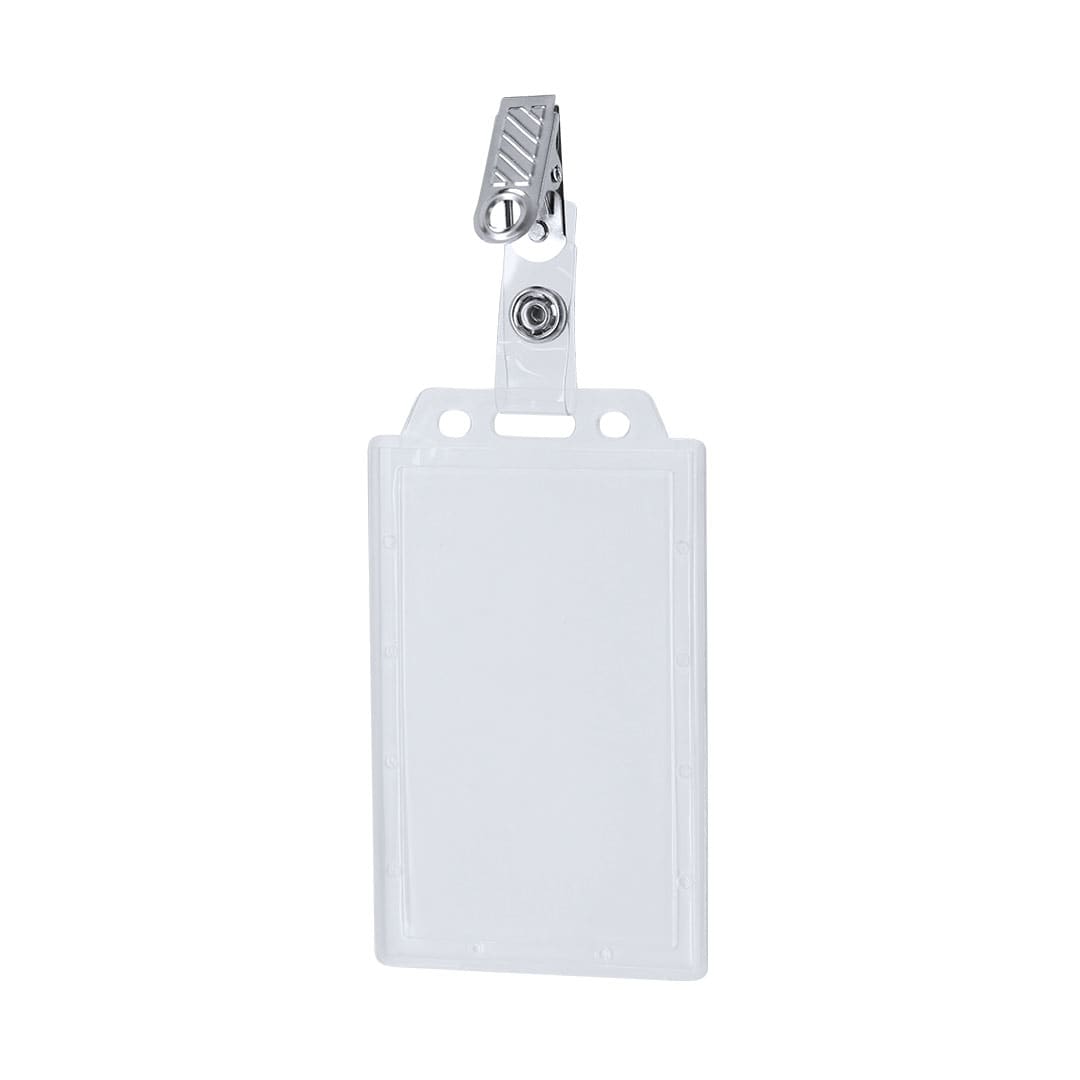 A clear plastic ID badge holder with a silver clip at the top for attachment. Helock Id Badge - Image 1